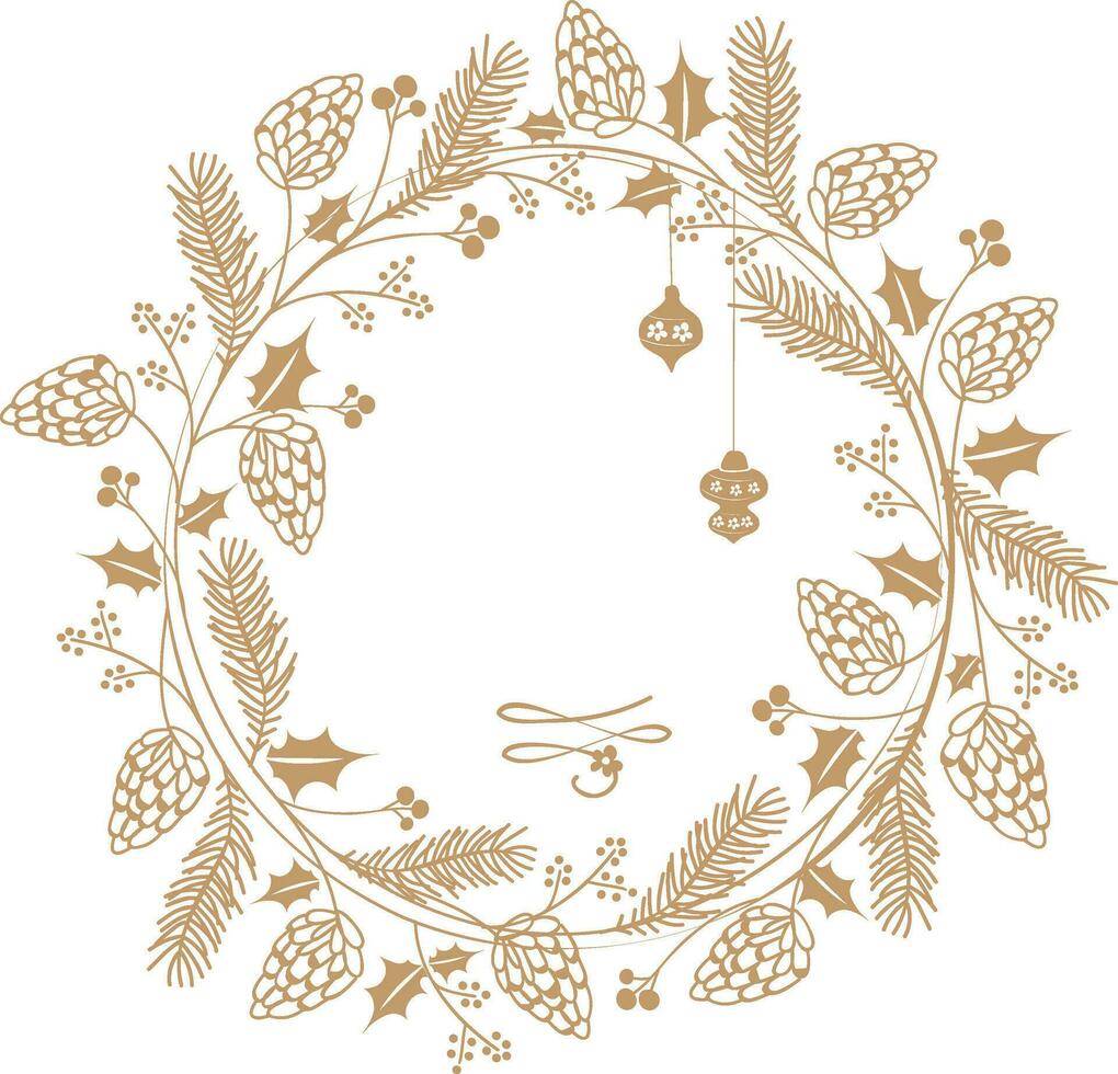 Illustration of christmas wreath. vector