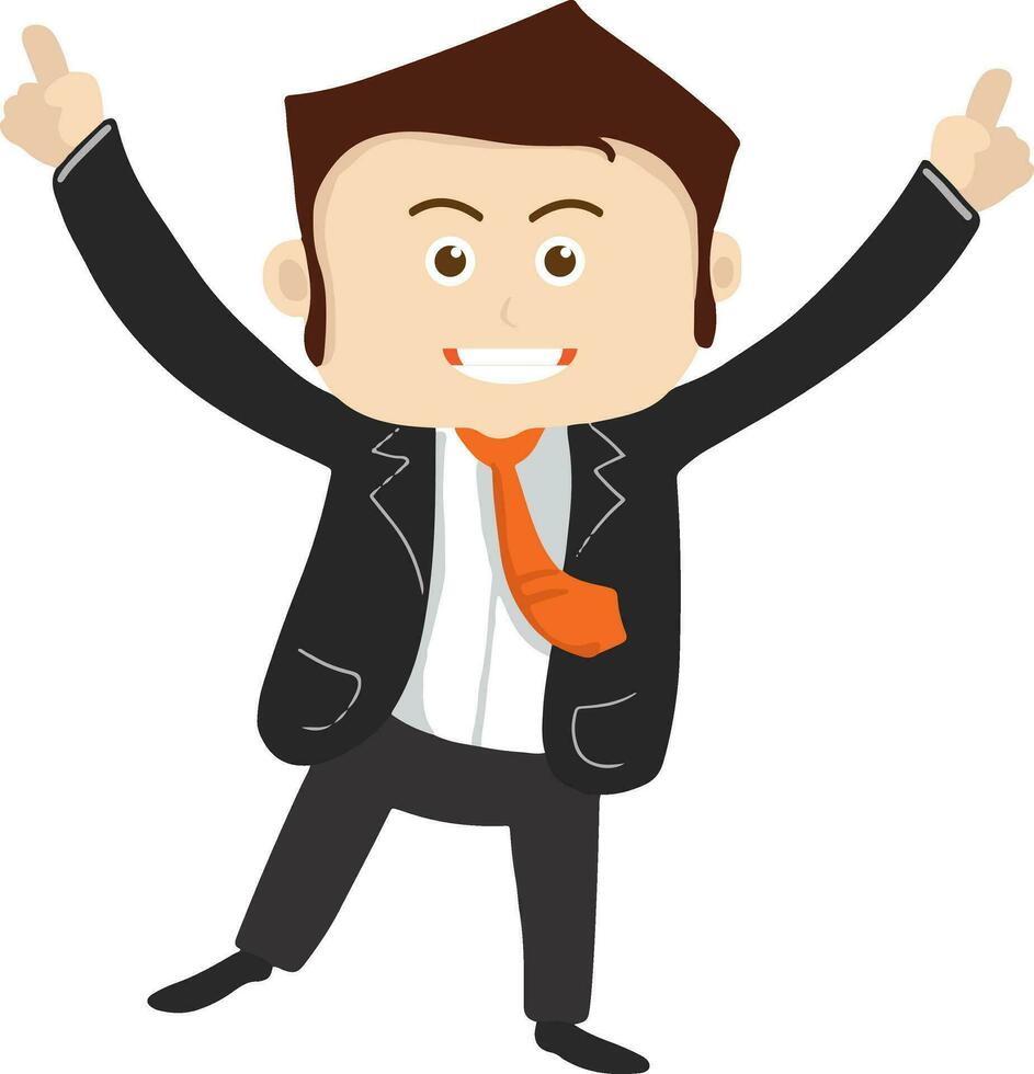 Happy businessman character. vector