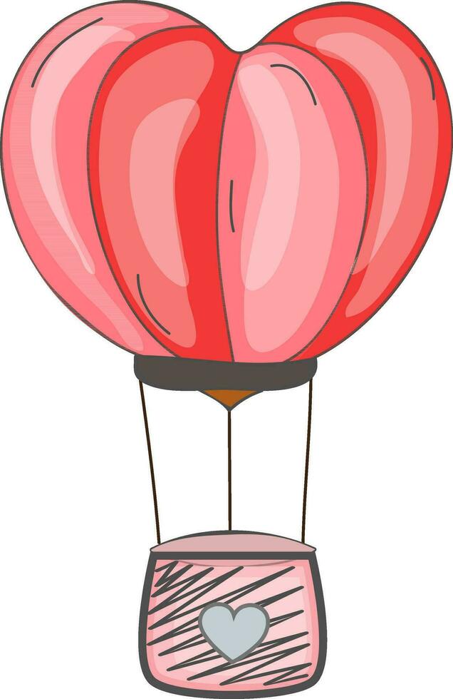 Heart shaped hot air balloon design. vector