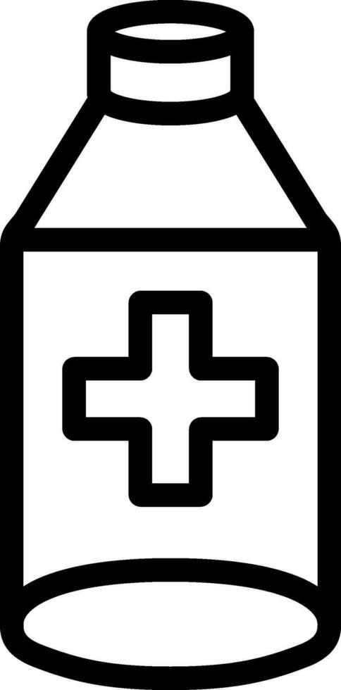 Medicine bottle icon in thin line art. vector