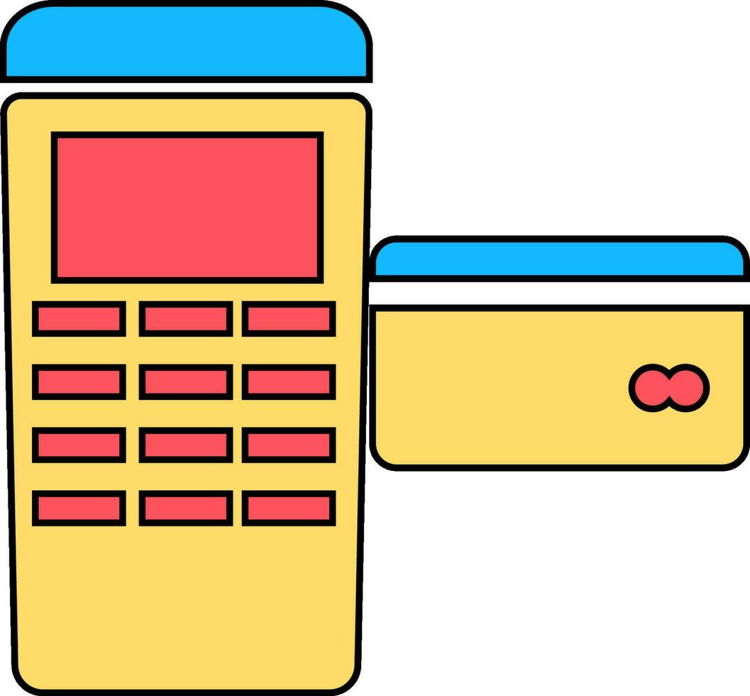 Colorful icon of card terminal with credit card. vector
