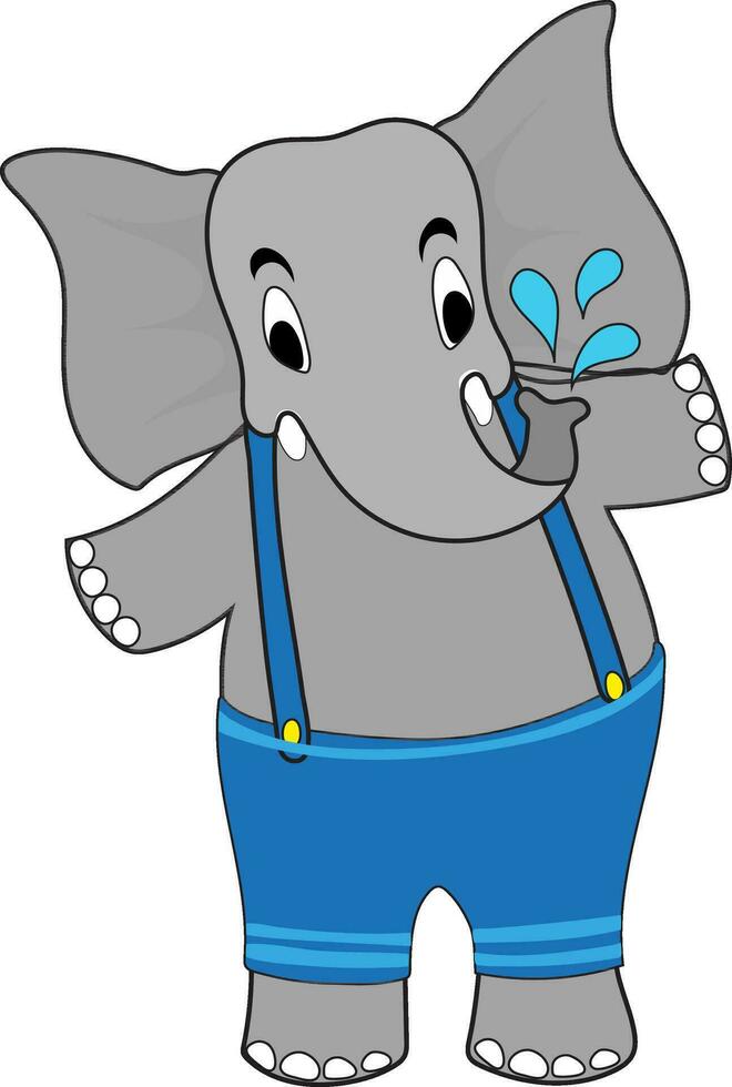 linda elefante dibujos animados con de moda paño en plano estilo. vector