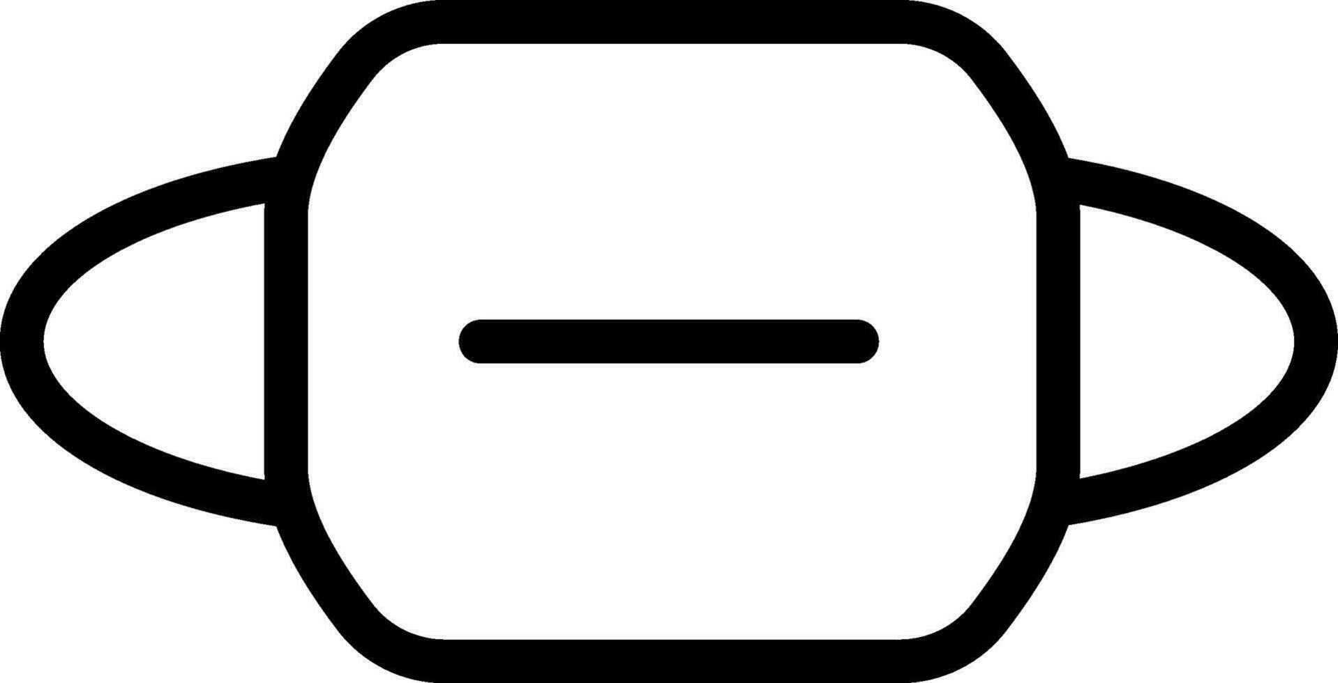 Black line art illustration of Mouth mask icon. vector