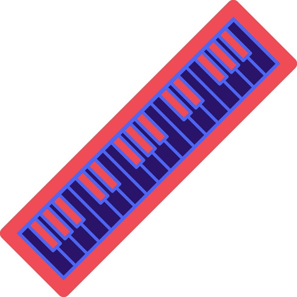 Piano Keyboard icon in red and blue color. vector