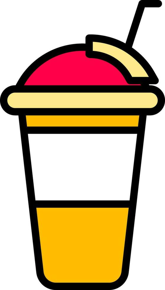 Colorful drink glass with straw icon in flat style. vector