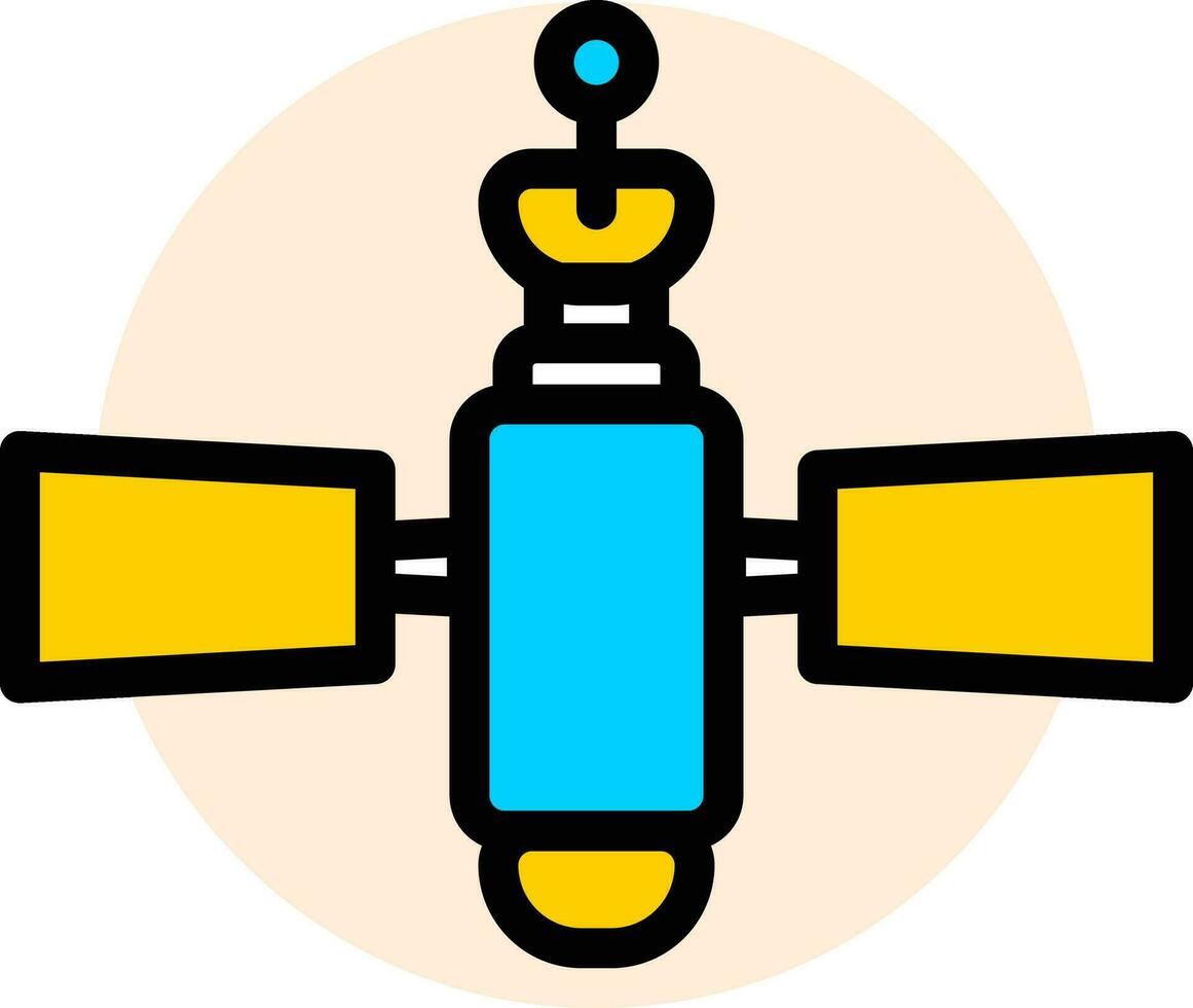Satellite icon in blue and yellow color. vector
