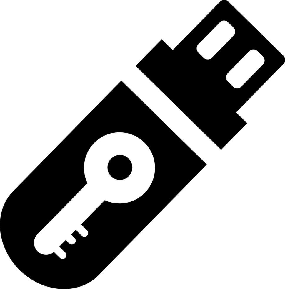 USB flash drive with key in flat style. vector