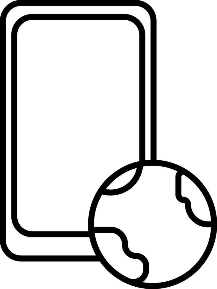 Line art illustration of Smartphone with earth globe icon. vector