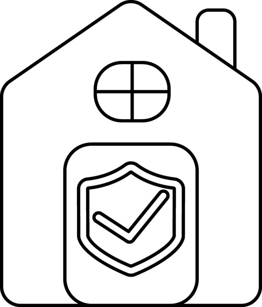 Approve House Security Icon in Black Thin Line Art. vector