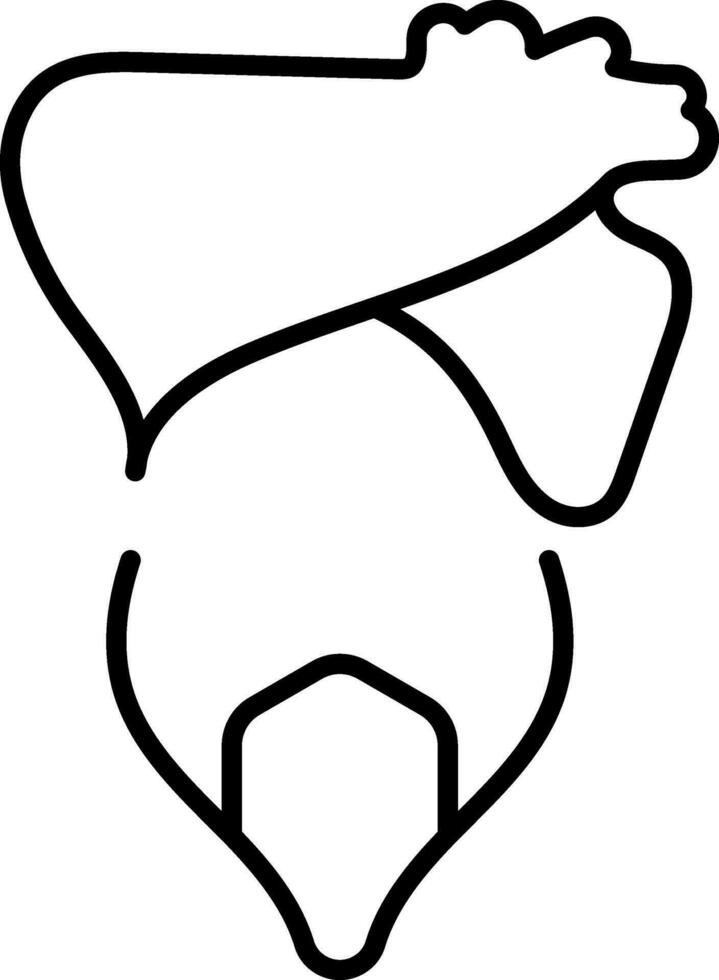 Black line art illustration of Sikh or Punjabi man face icon. vector