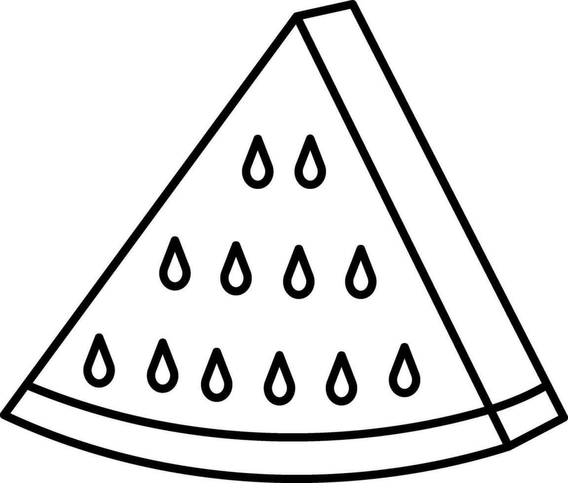 Triangle Watermelon Slice Icon in Line Art. vector