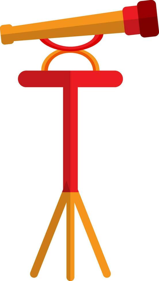 Orange telescope on red tripod. vector