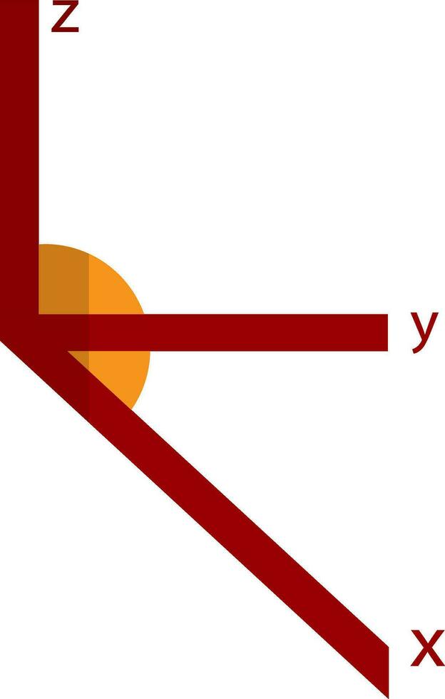 Axis in red and orange color. vector