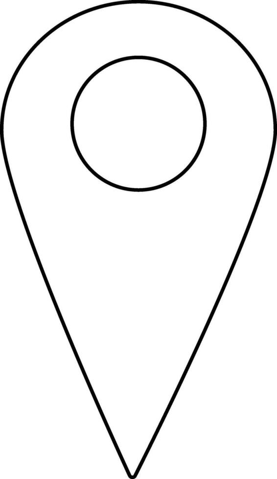 Blank map pointer in black line art. vector