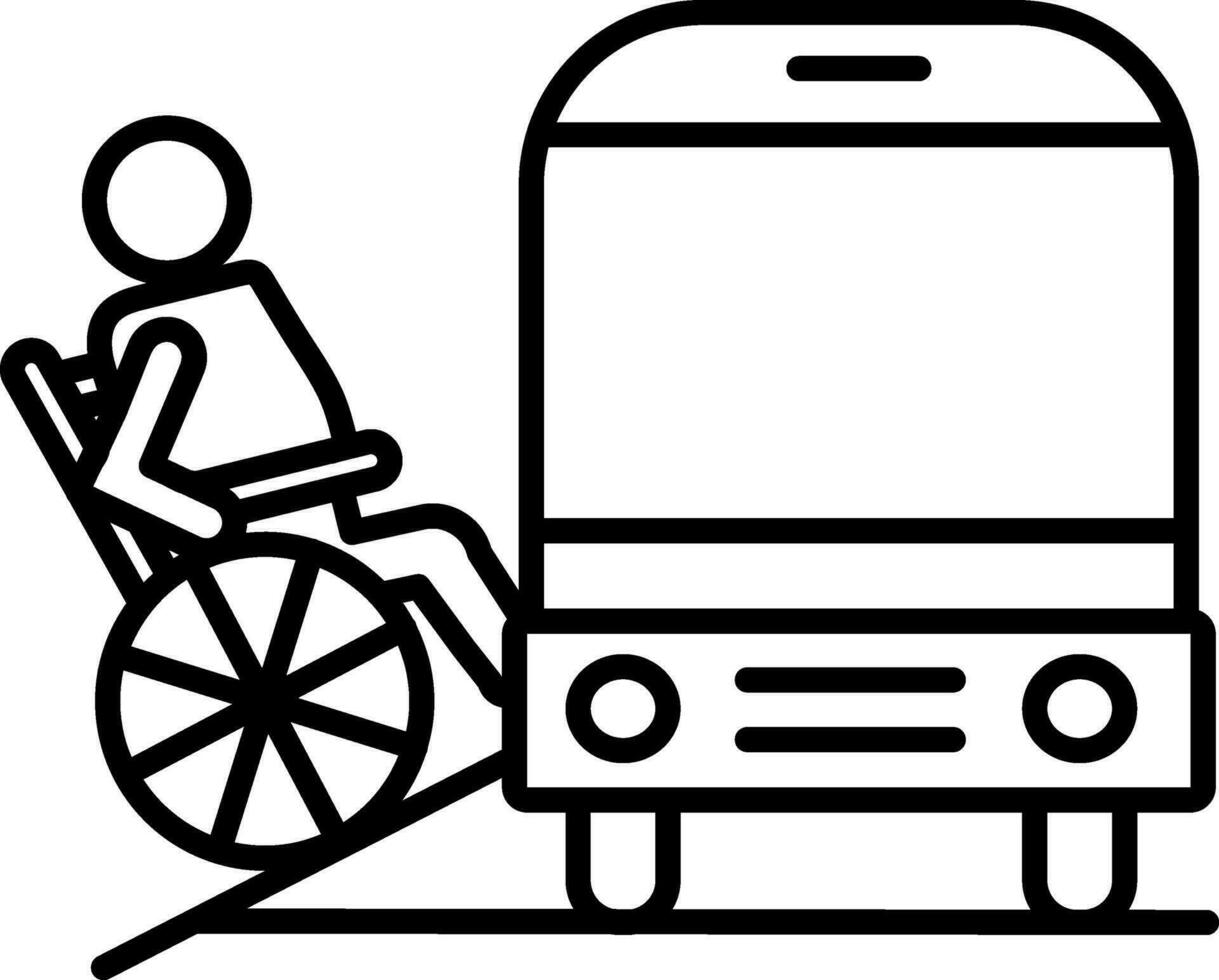 Line art Handicapped bus icon in flat style. vector