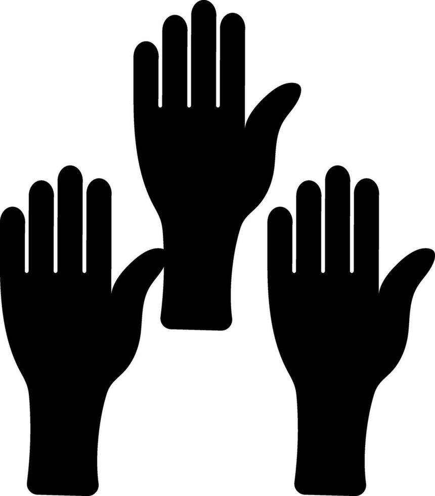 Raised hands on white background. vector