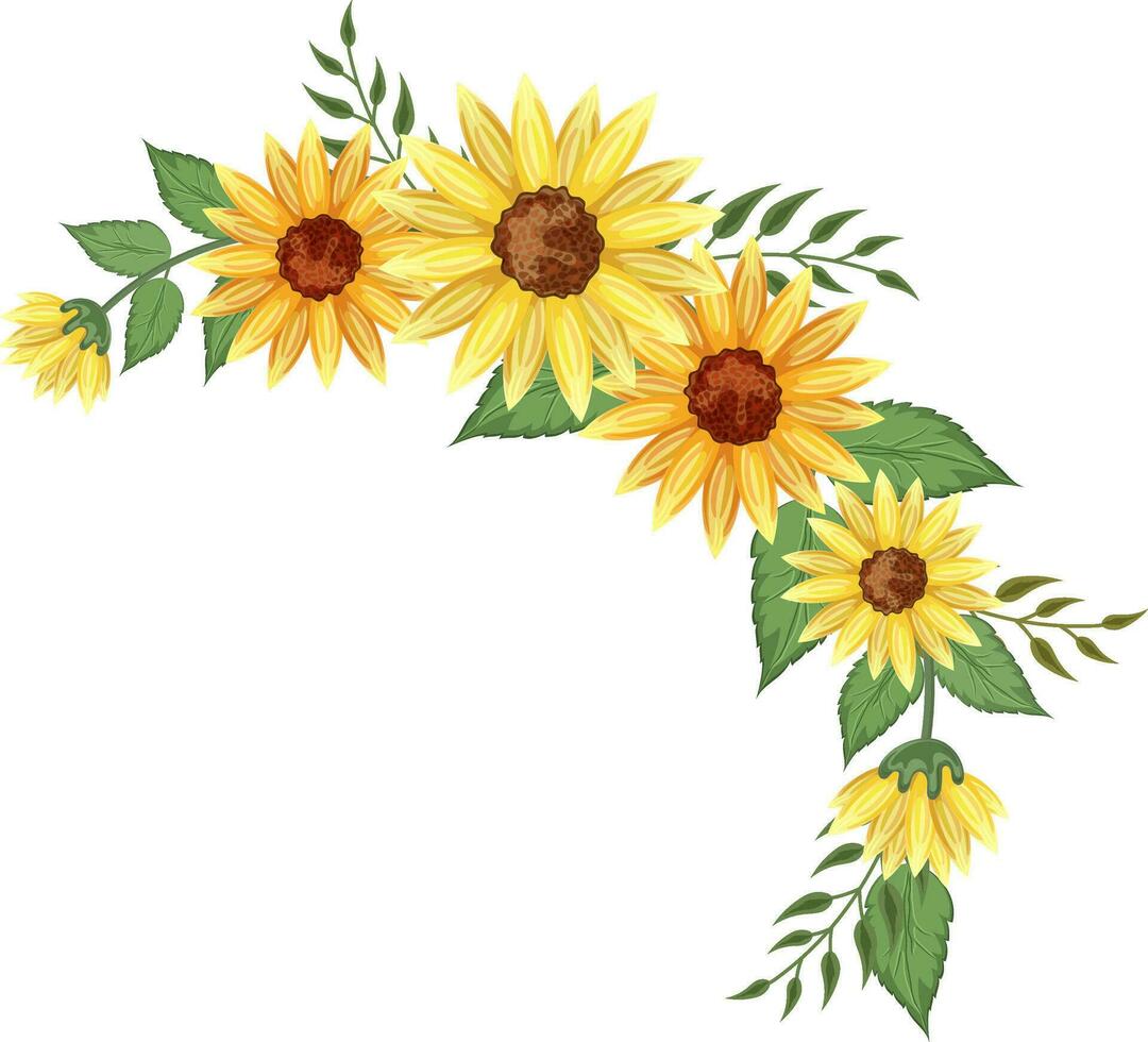 colección de girasol con su salir en floral. vector