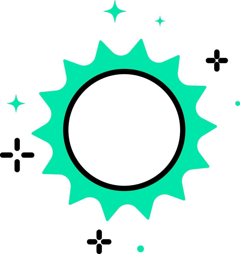 plano estilo Brillo Solar icono en verde y negro color. vector