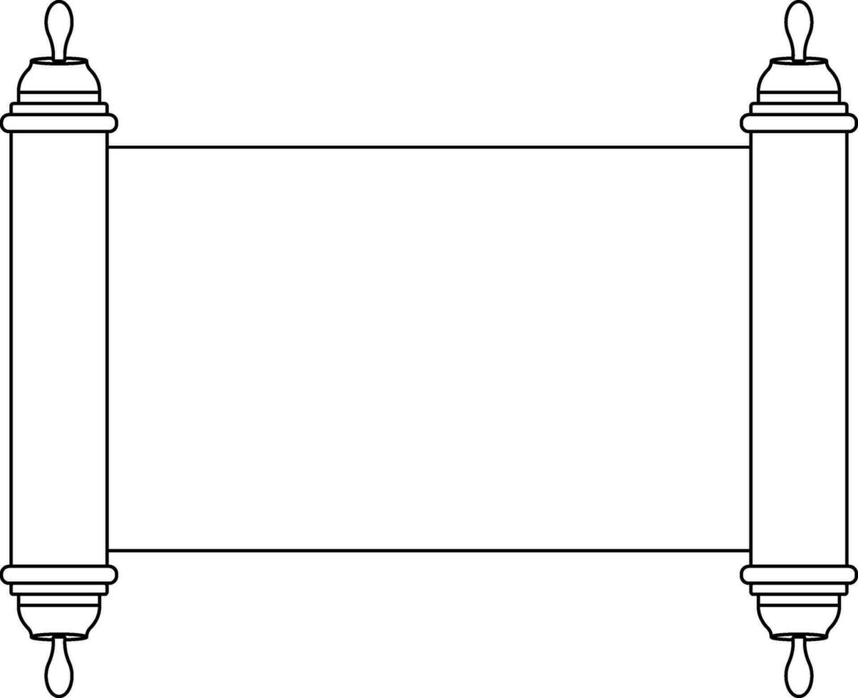 Flat style blank scroll in black line art. vector