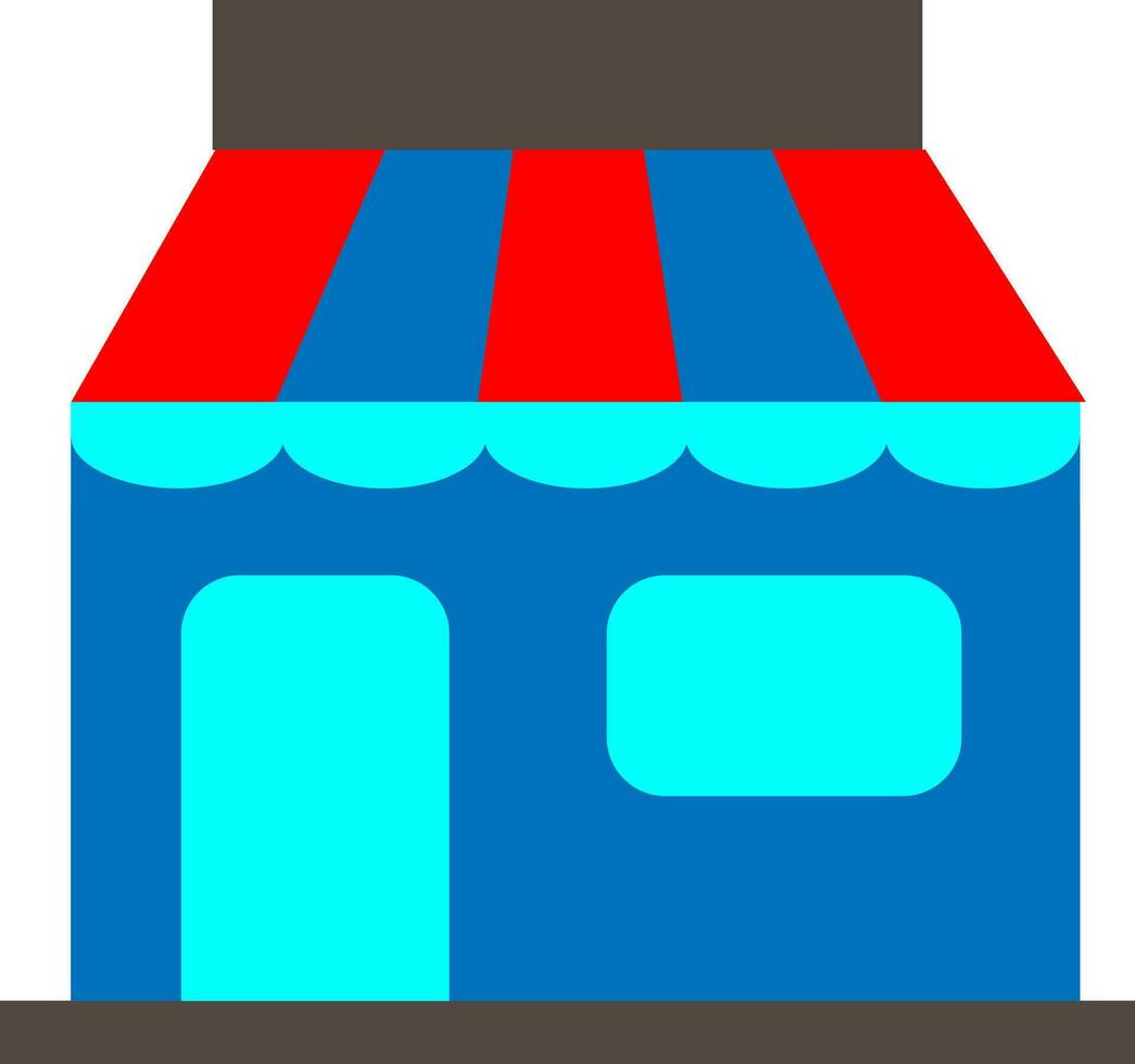 Shop in blue, red and grey color. vector