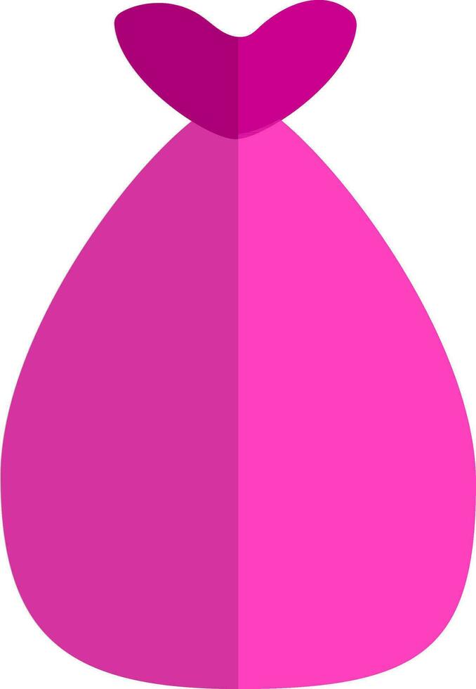 Pink money bag in flat style. vector