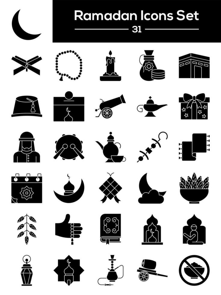 Glyph Style Set Of Ramadan Icon Or Symbol. vector