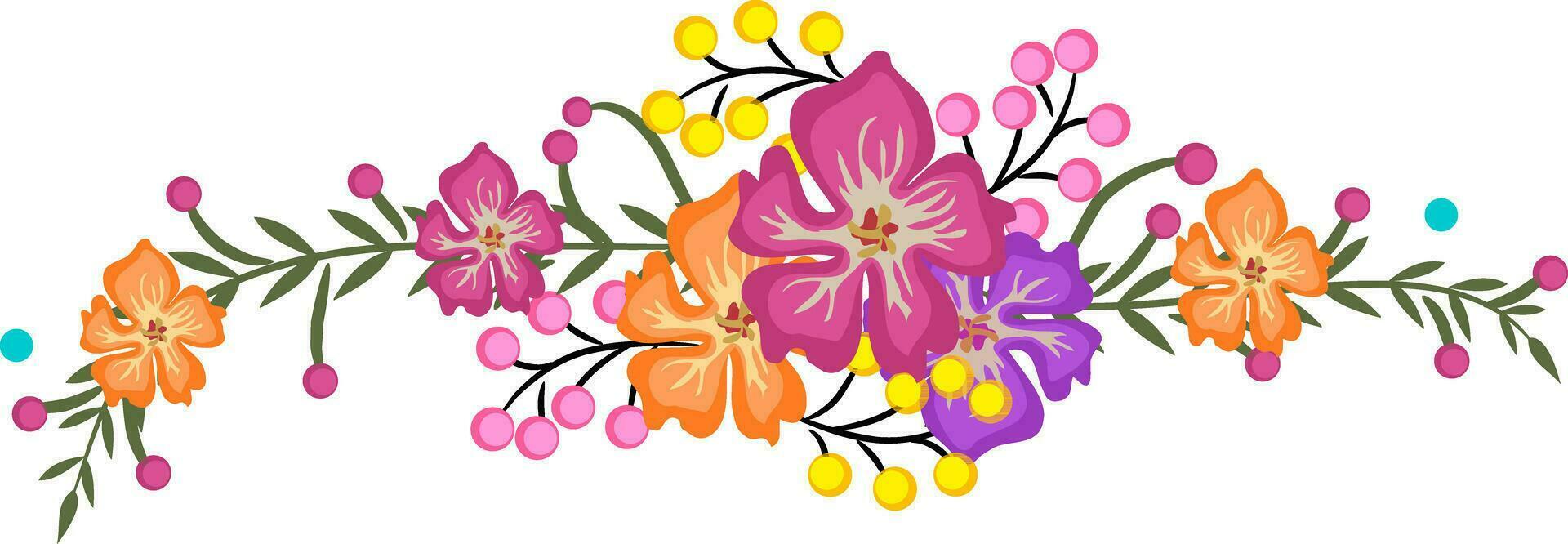 Beautiful colorful flowers with berries. vector