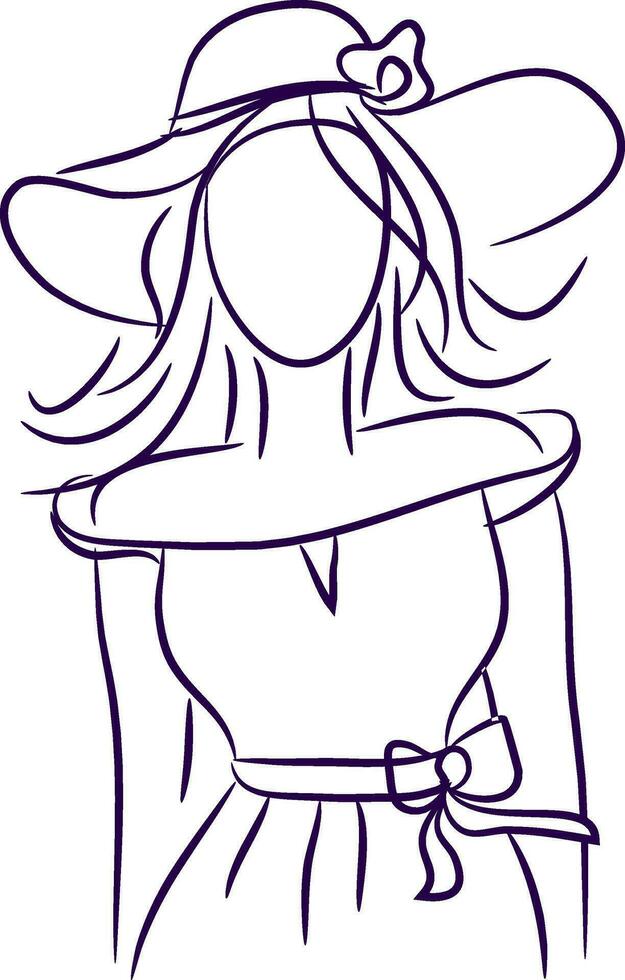 Character of a girl with hat. vector