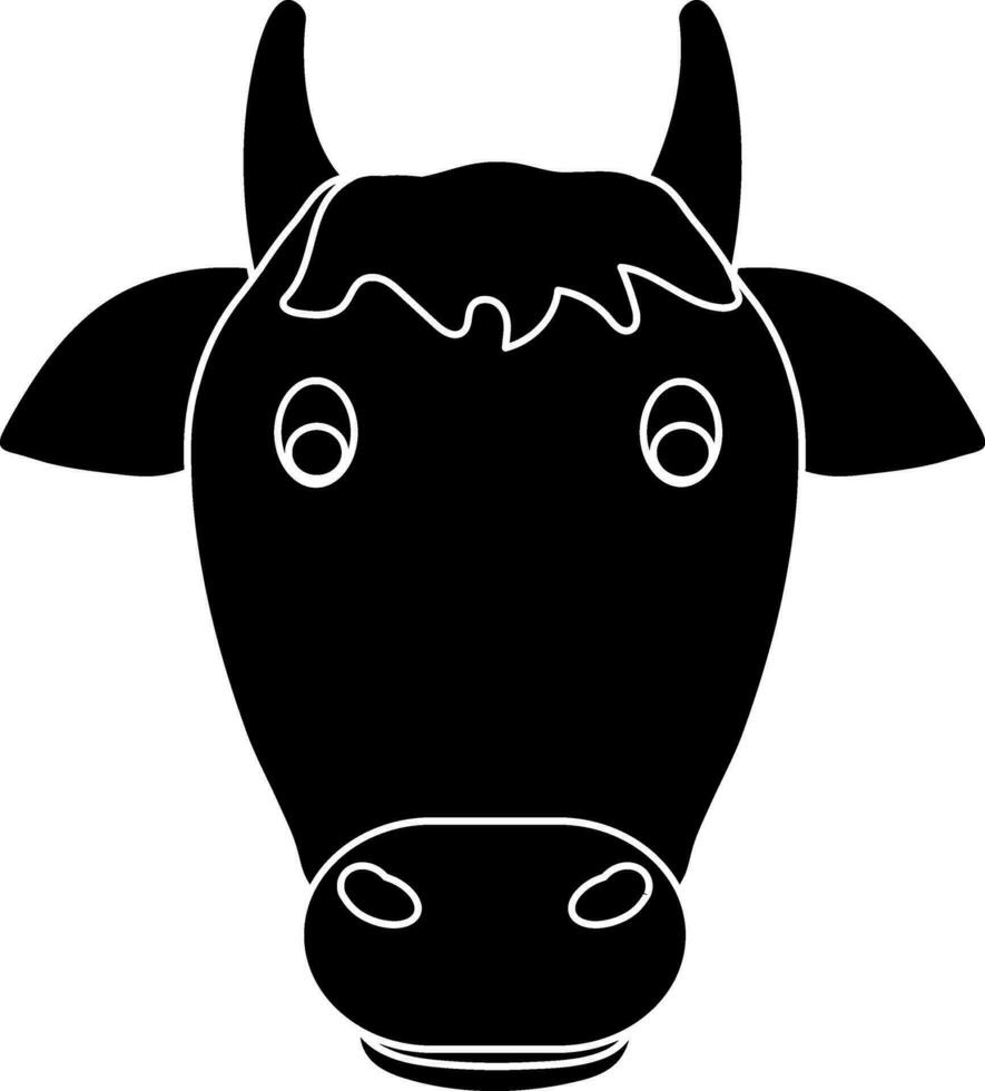 Image of cow head in isolated with glyph style. vector