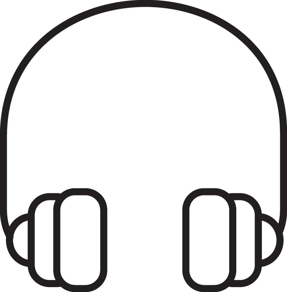 Headphone in black line art illustration. vector