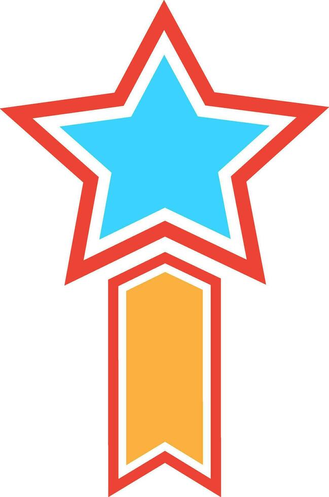 Badge with ribbon in flat style illustration. vector