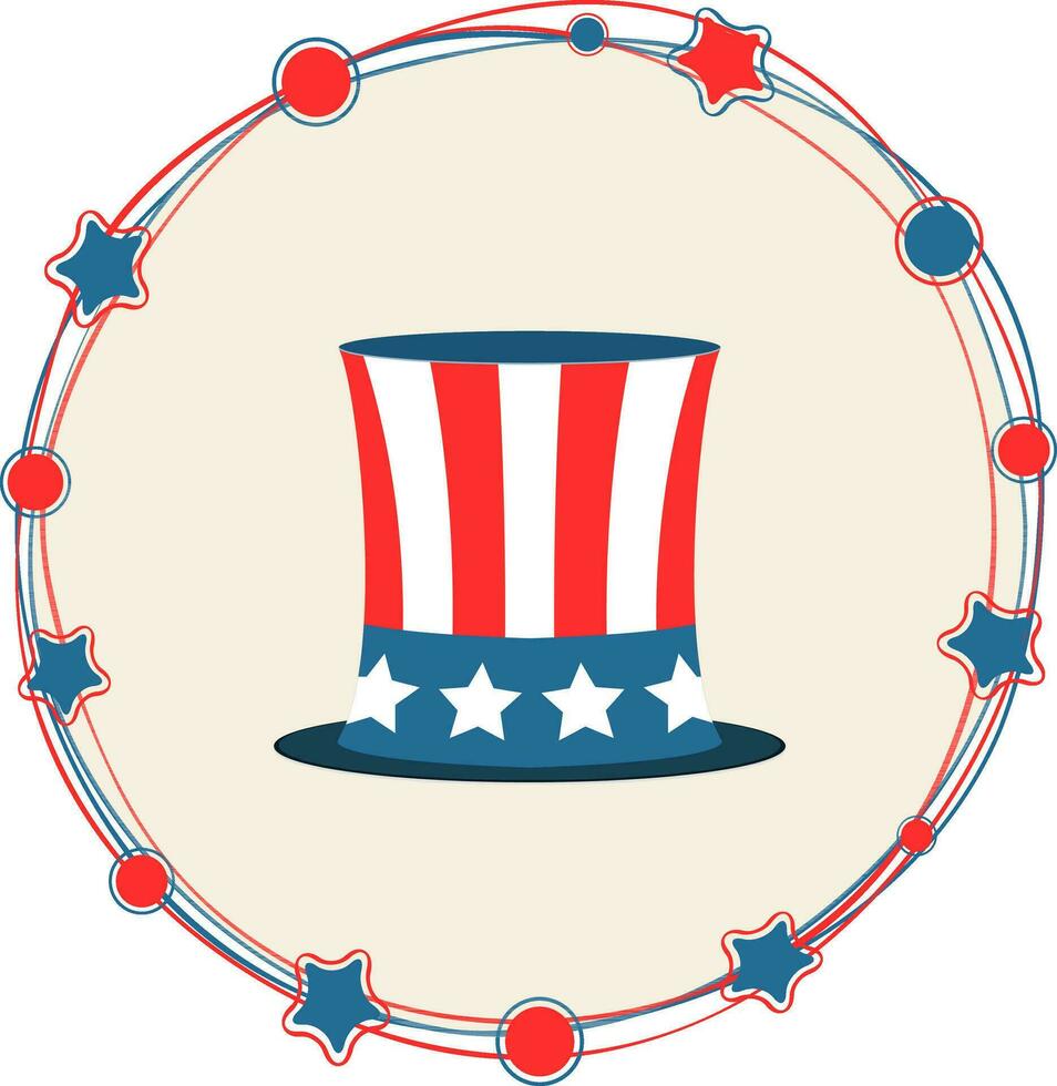 Uncle Sam's Hat in circular frame. vector