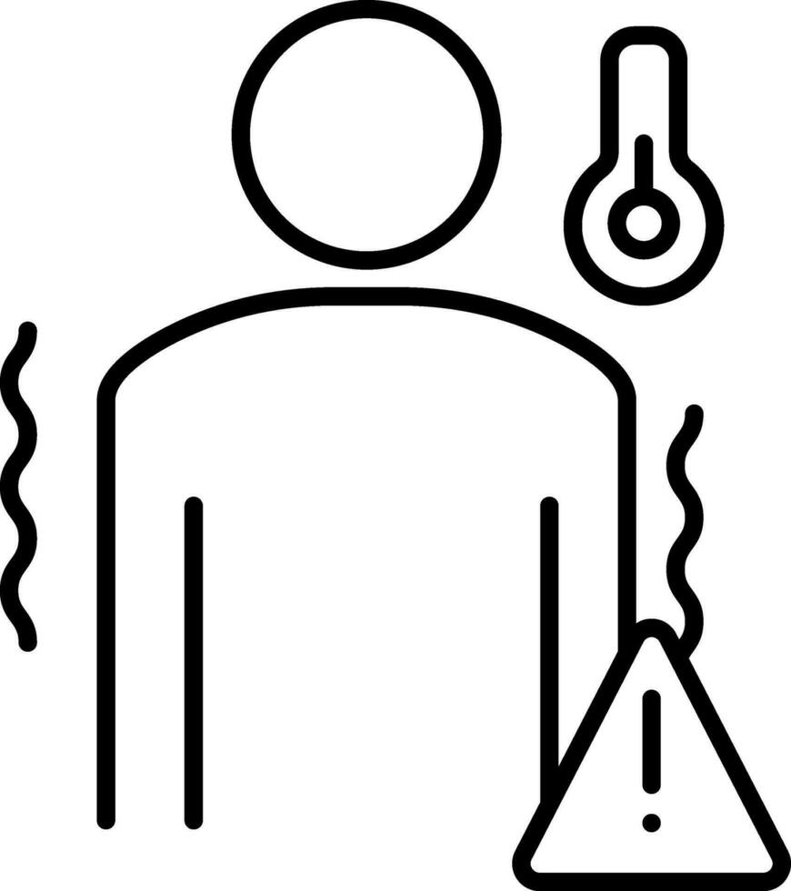 Warning for Fever icon in thin line art. vector