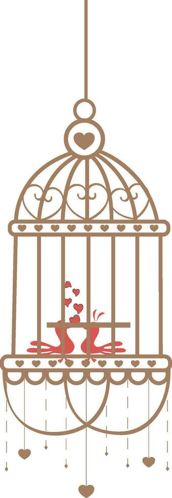 Valentine's day greeting card with heart birds. vector