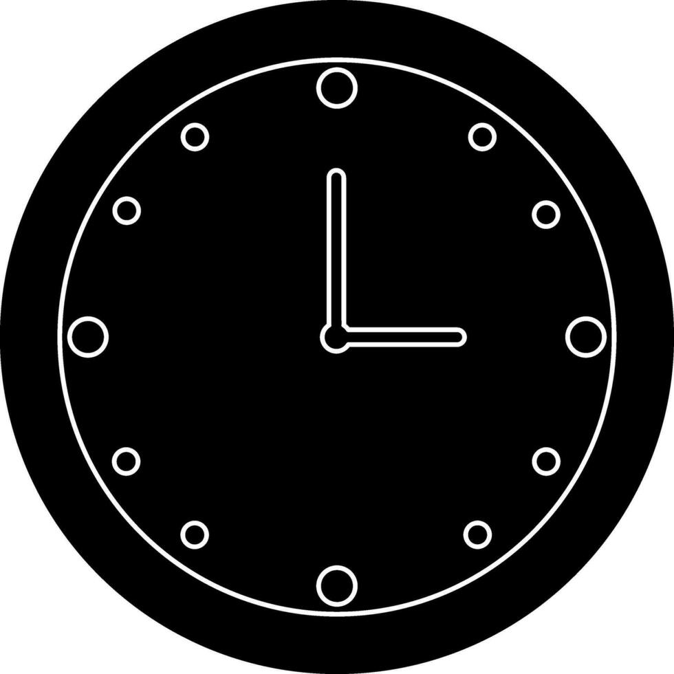 Glyph style of wall clock in icon for watching time. vector