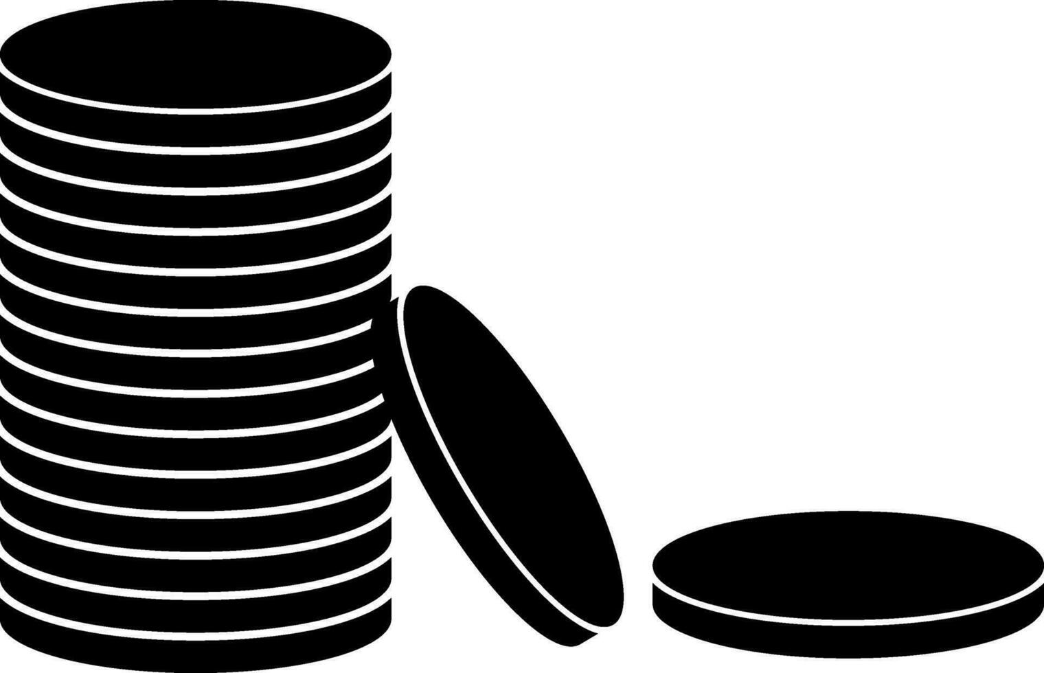 Flat style black stack of coin. vector