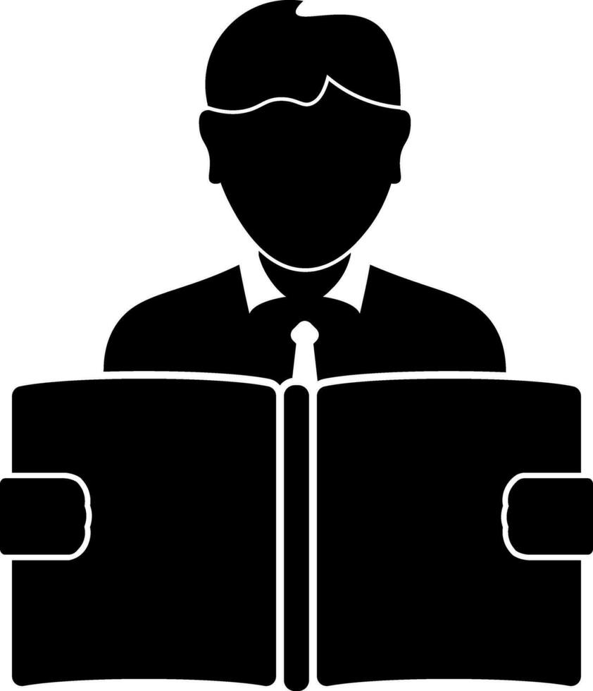 Character of faceless boy holding book. vector