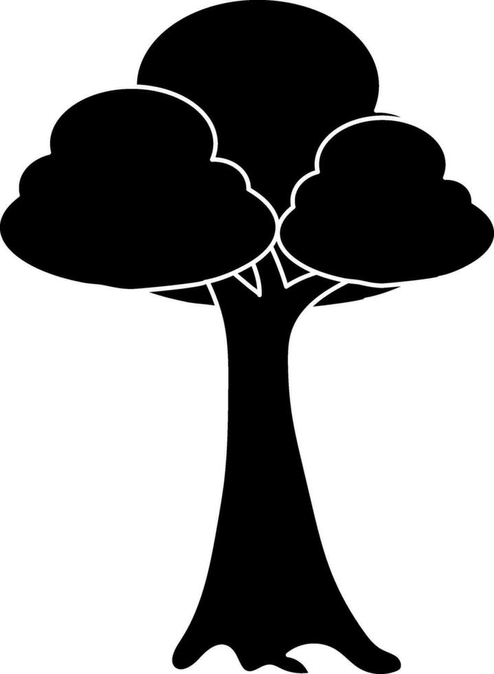 Illustration of tree icon for eco concept in glyph style. vector