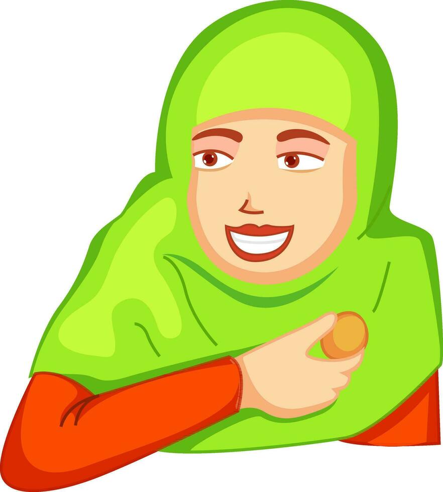 Flat illustration of Islamic woman with food. vector