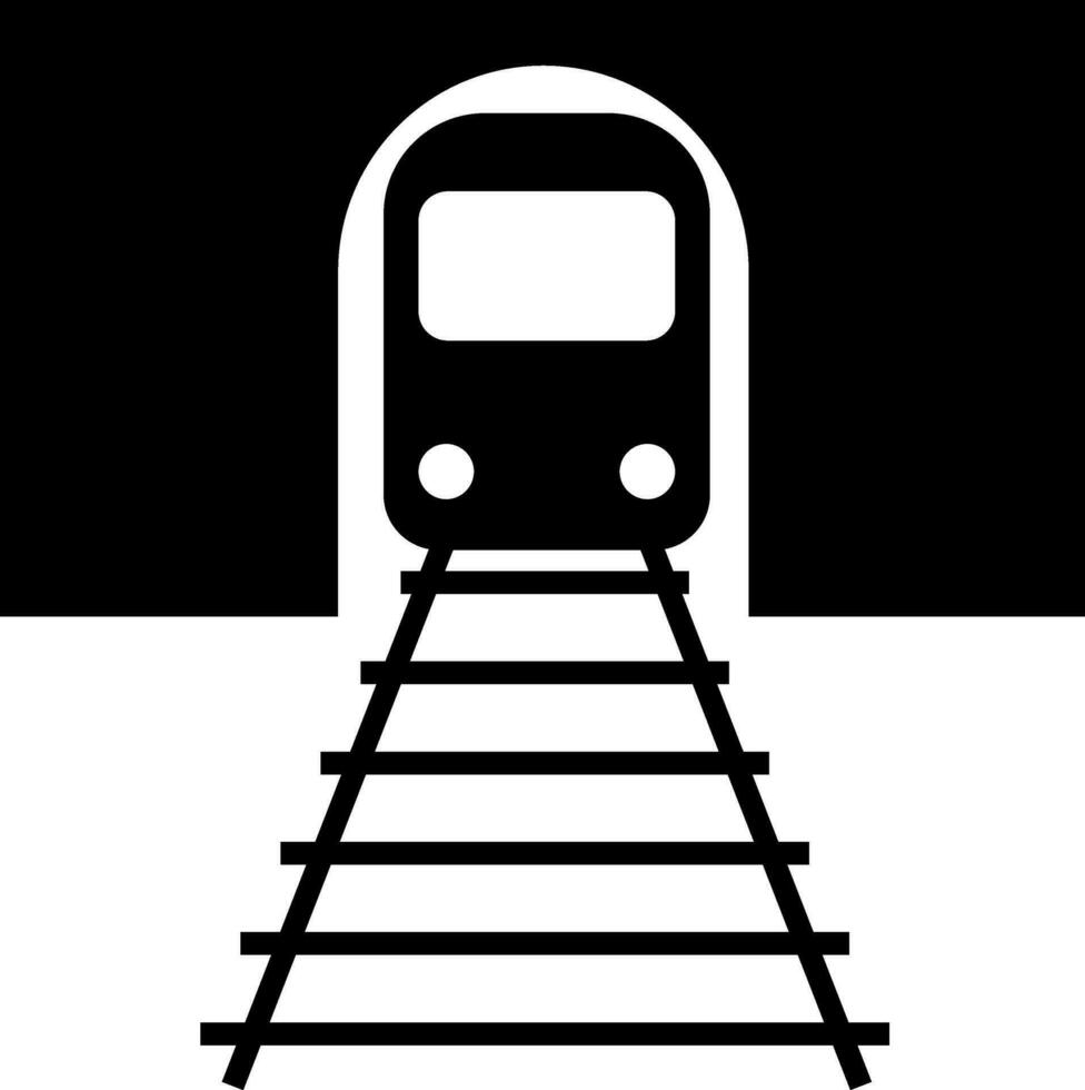 Black and white railway tunnel icon. vector