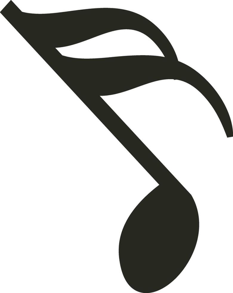Black music note in flat style. vector