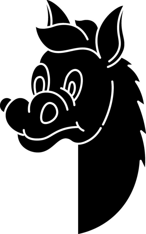 negro y blanco ilustración de caballo cara icono. vector