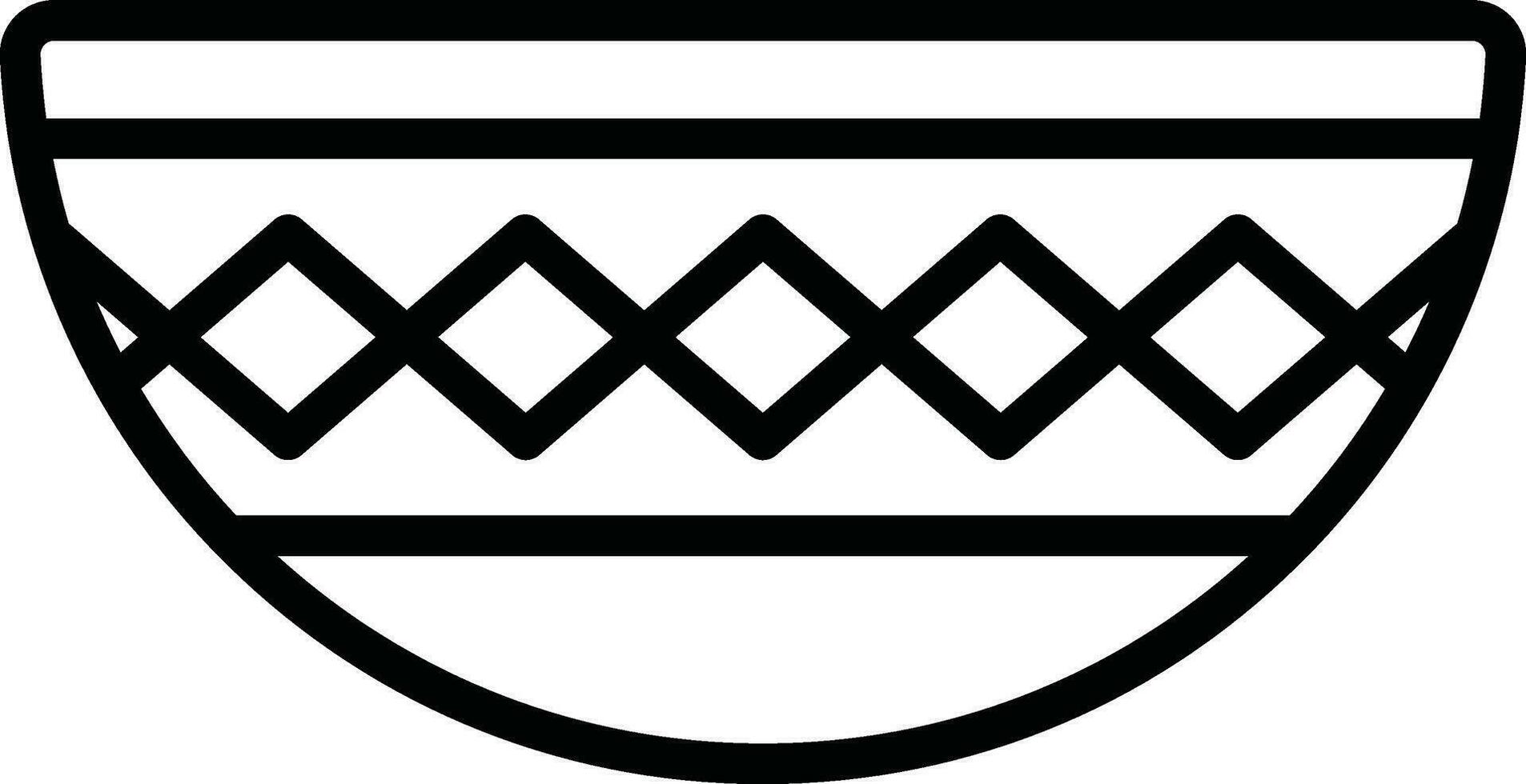 Black line art illustration of Pottery bowl icon. vector