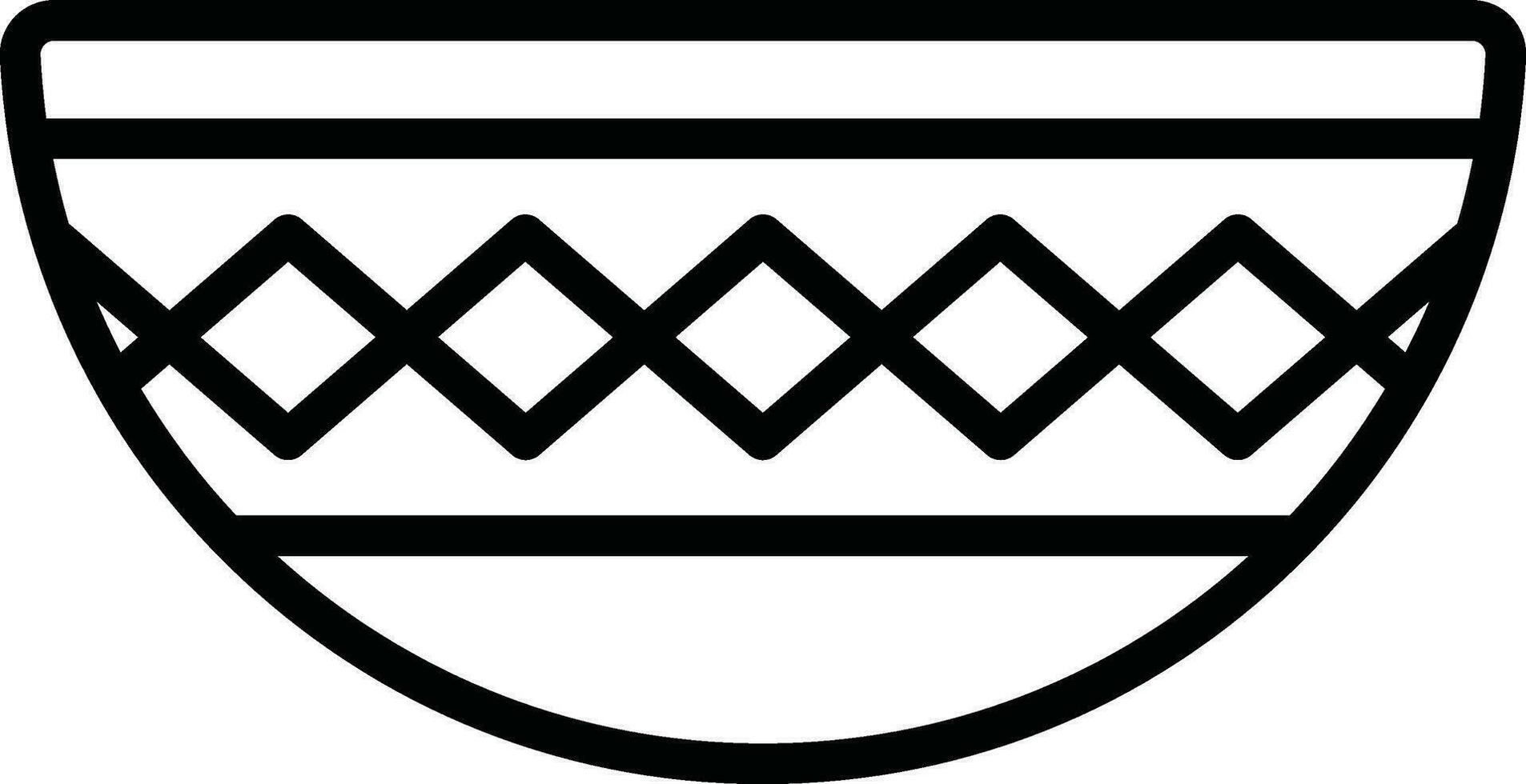 Black line art illustration of Pottery bowl icon. vector