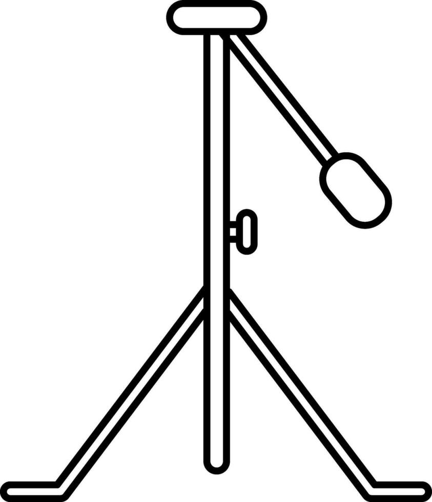 Black line art illustration of a tripod. vector