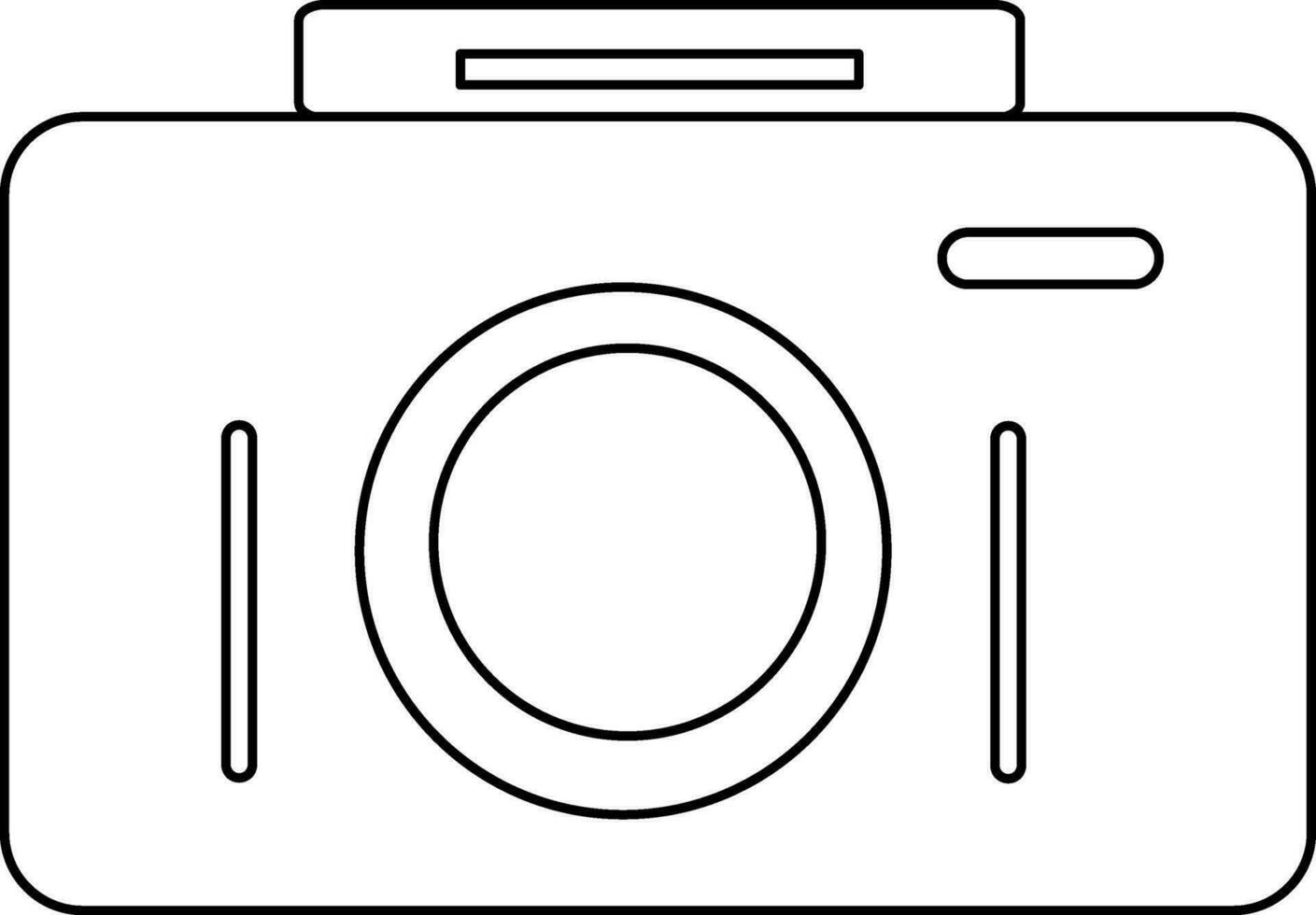 Flat style camera in black line art illustration. vector