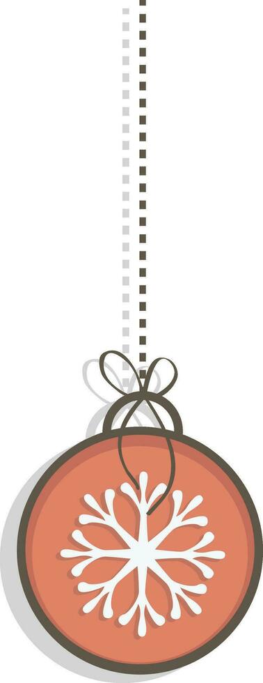 Hanging Christmas ball with snowflake. vector