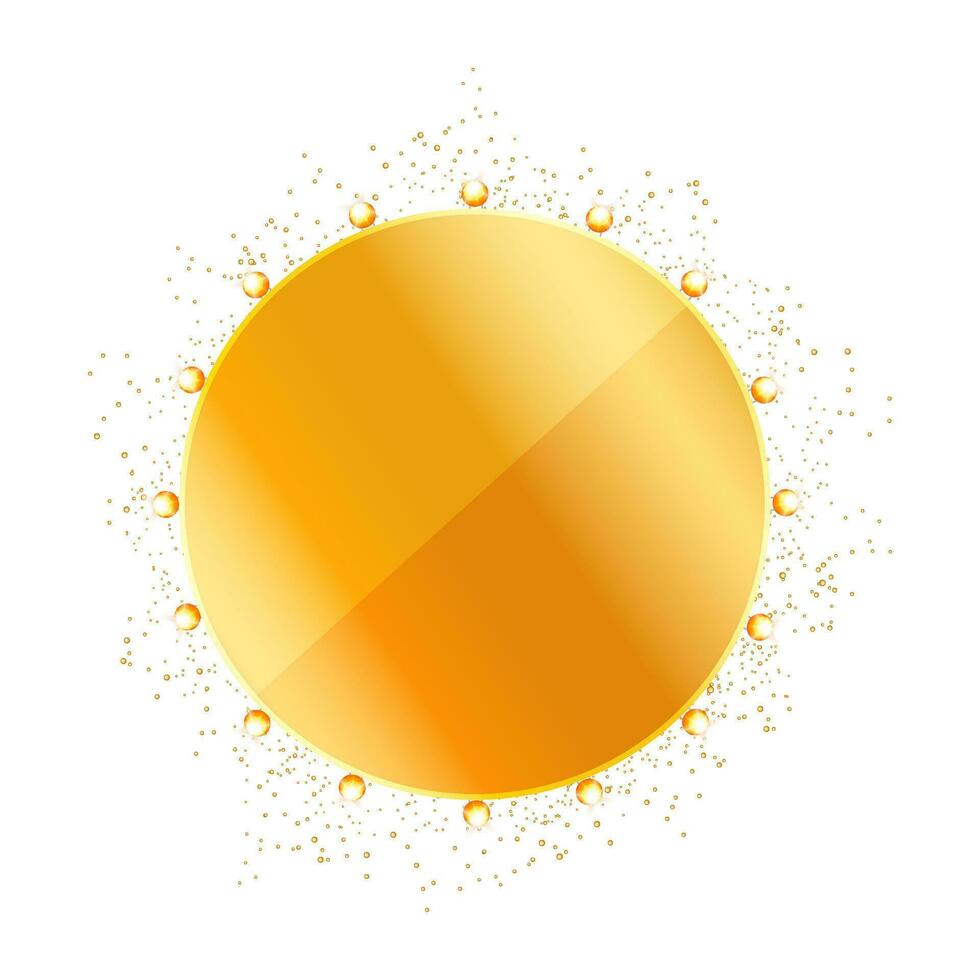 Glossy golden bulbs decorated circle on white background. vector