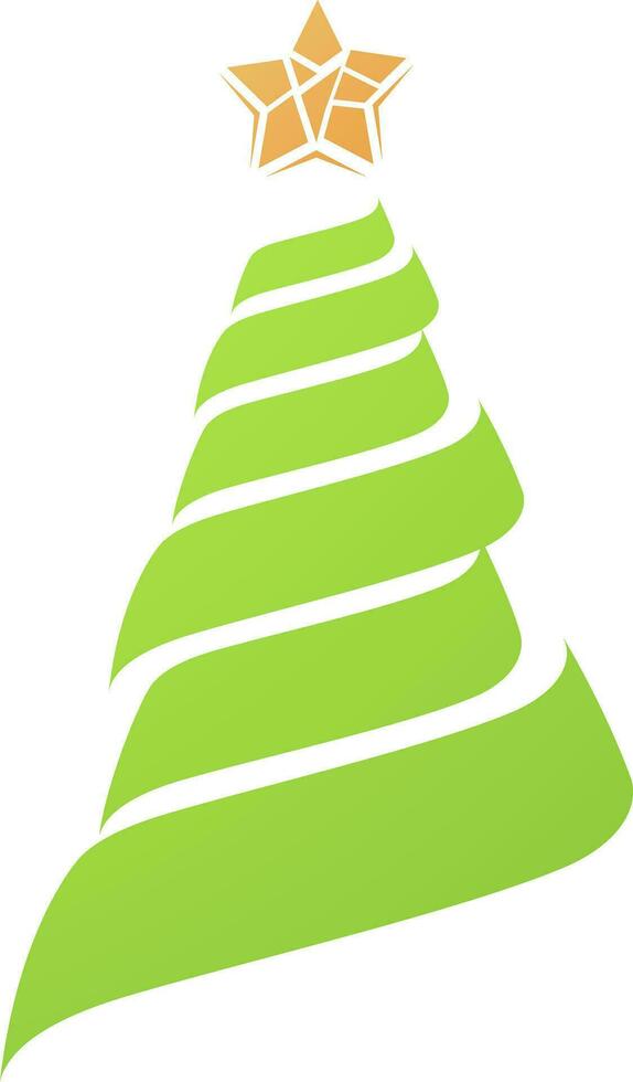 Flat illustration of Christmas tree in green color. vector