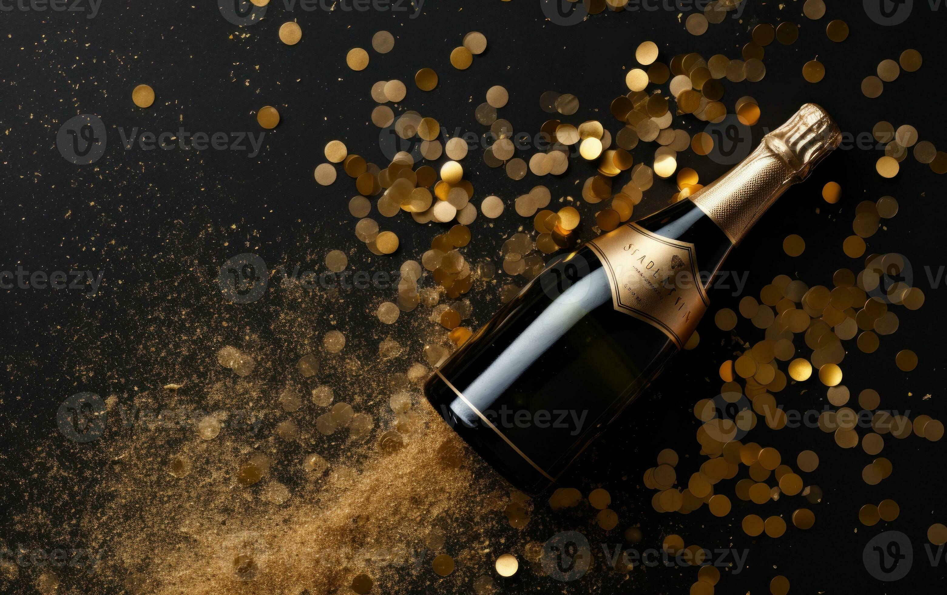 Champagne with confetti background. Illustration AI Generative 24926225